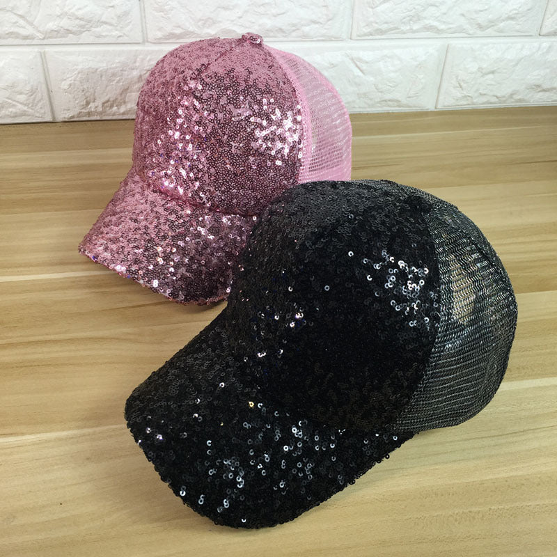 Gorra de béisbol con lentejuelas y sombrilla de verano para mujer