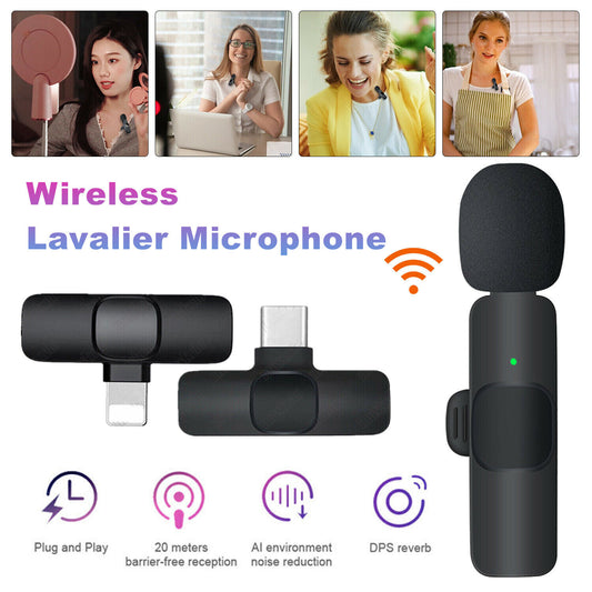 Mini micrófono Lavalier Grabación de audio y video inalámbrico con carga de teléfono Micrófono Lavalier inalámbrico Juego de micrófonos de solapa para transmisión Grabación de video corta Micrófono de mano recargable Live Stre