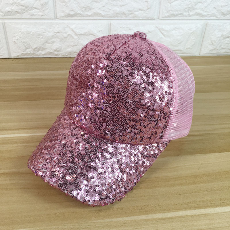 Gorra de béisbol con lentejuelas y sombrilla de verano para mujer