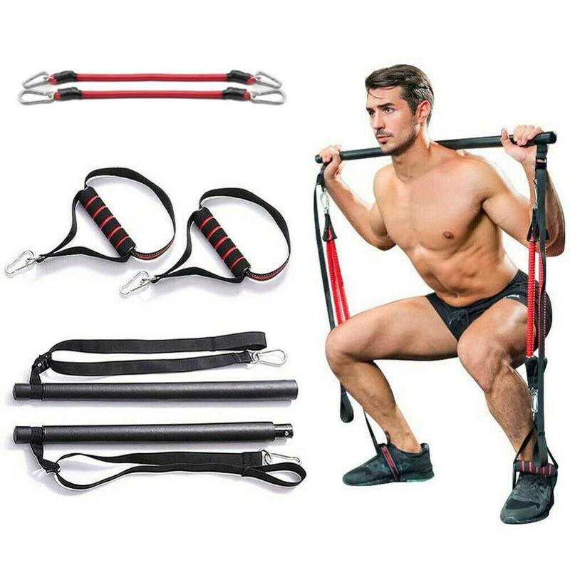 Kit de barra de Pilates con bandas de resistencia, equipo portátil de entrenamiento para gimnasio en casa, barra y bandas de ejercicios de fusión estiradas perfectas