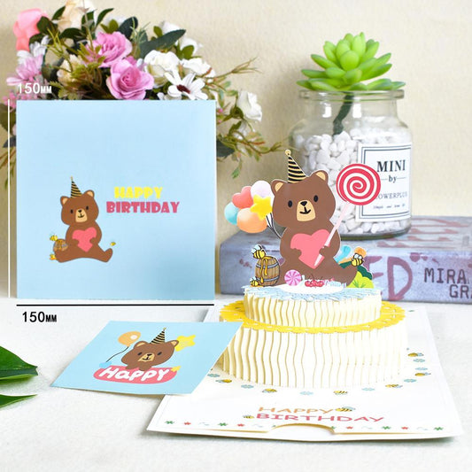 Creative 3D Stereo Greeting Card Children Animal Handmade Blessing Thanksgiving Card