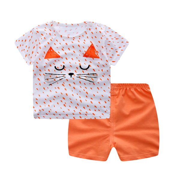 Ropa de dibujos animados para bebé, ropa de verano, camiseta, conjuntos de ropa informal para niña