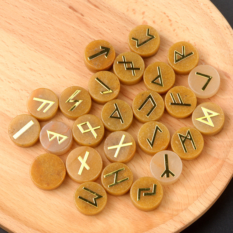 1662-25 Pieces A Pack Of Runes Natural Crystal Agate Luen Letter Wafer Suit Nordic Germanic