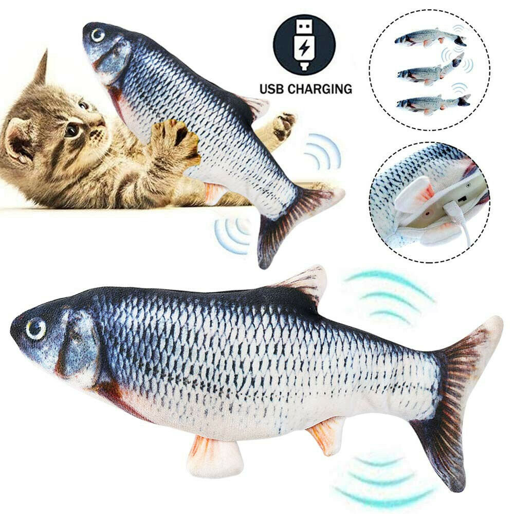 Juguete eléctrico para gatos y peces, juguete interactivo realista para gatitos que saltan y bailan