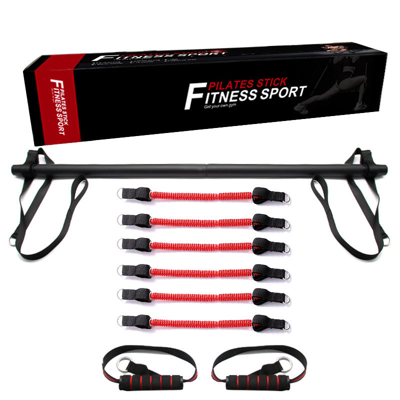 Kit de barra de Pilates con bandas de resistencia, equipo portátil de entrenamiento para gimnasio en casa, barra y bandas de ejercicios de fusión estiradas perfectas