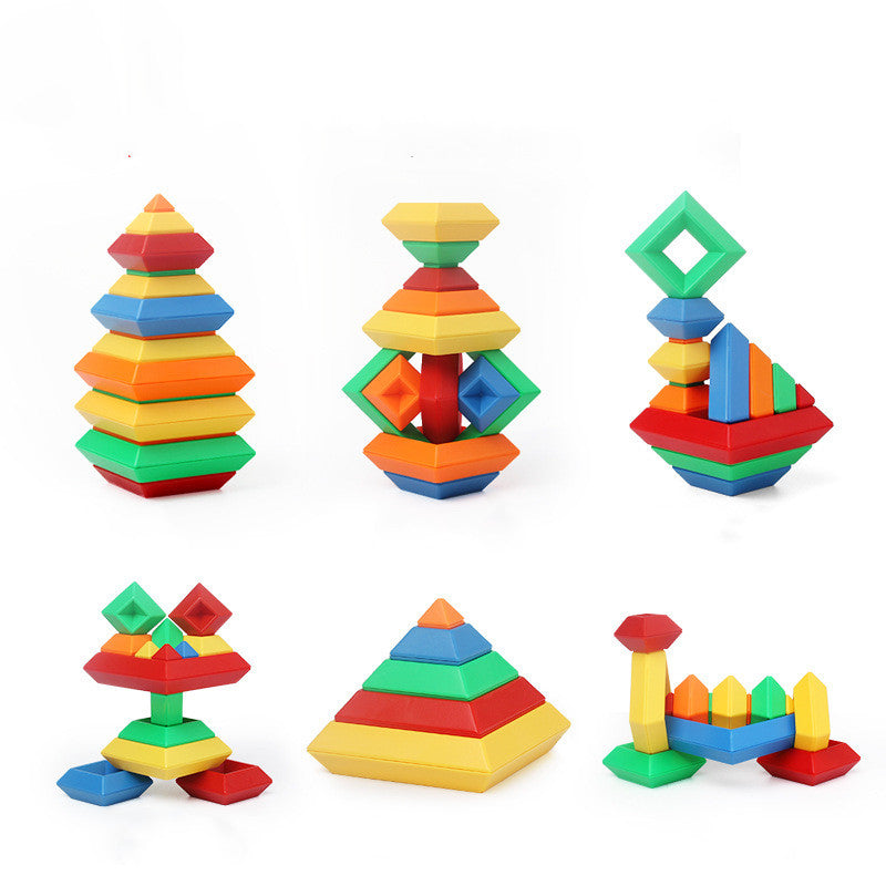 Anillo de torre de arcoíris para niños, conjunto cognitivo de Color Jenga de madera, formas, bloques de construcción, juguetes educativos Montessori para niños