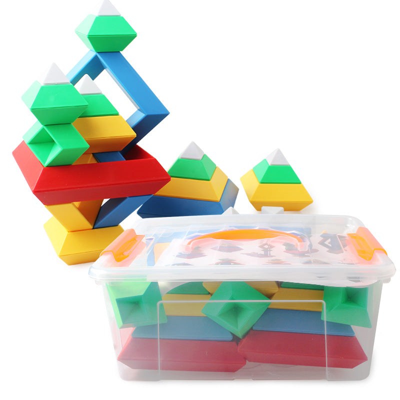 Anillo de torre de arcoíris para niños, conjunto cognitivo de Color Jenga de madera, formas, bloques de construcción, juguetes educativos Montessori para niños