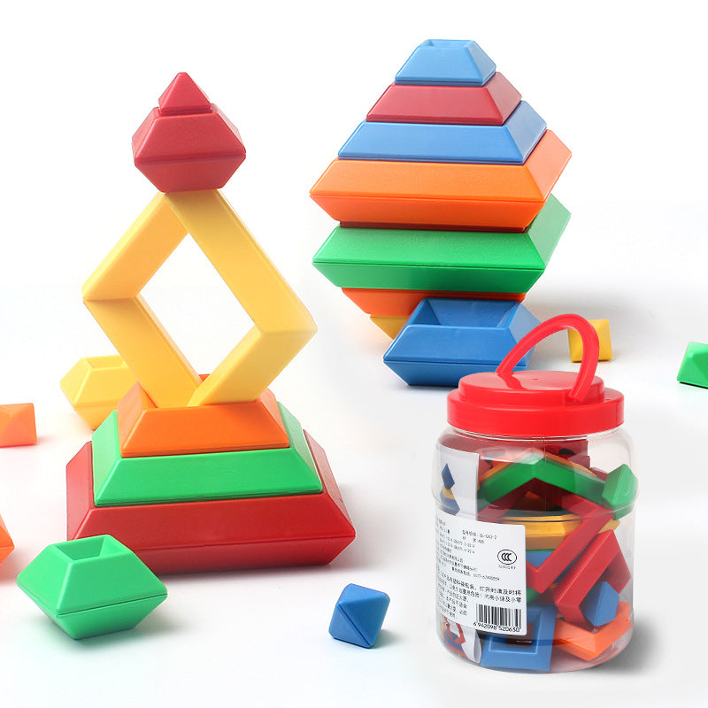 Anillo de torre de arcoíris para niños, conjunto cognitivo de Color Jenga de madera, formas, bloques de construcción, juguetes educativos Montessori para niños