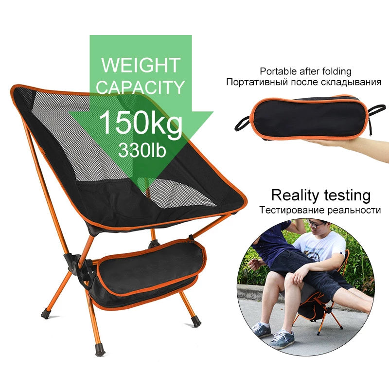 Silla plegable ultraligera de viaje, silla para exteriores para acampar, portátil, para playa, senderismo, asiento para Picnic, herramientas de pesca