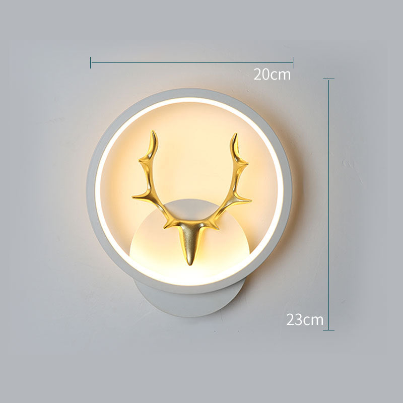 Lámpara de pared Art Deer Antler, luces de pared regulables con Control remoto nórdico