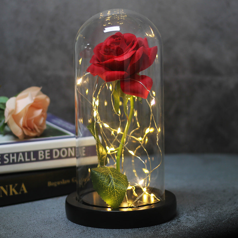 Recuerdos de boda para el día de la madre, regalo de dama de honor, cubierta de cristal rosa de simulación inmortal, adorno Led luminoso