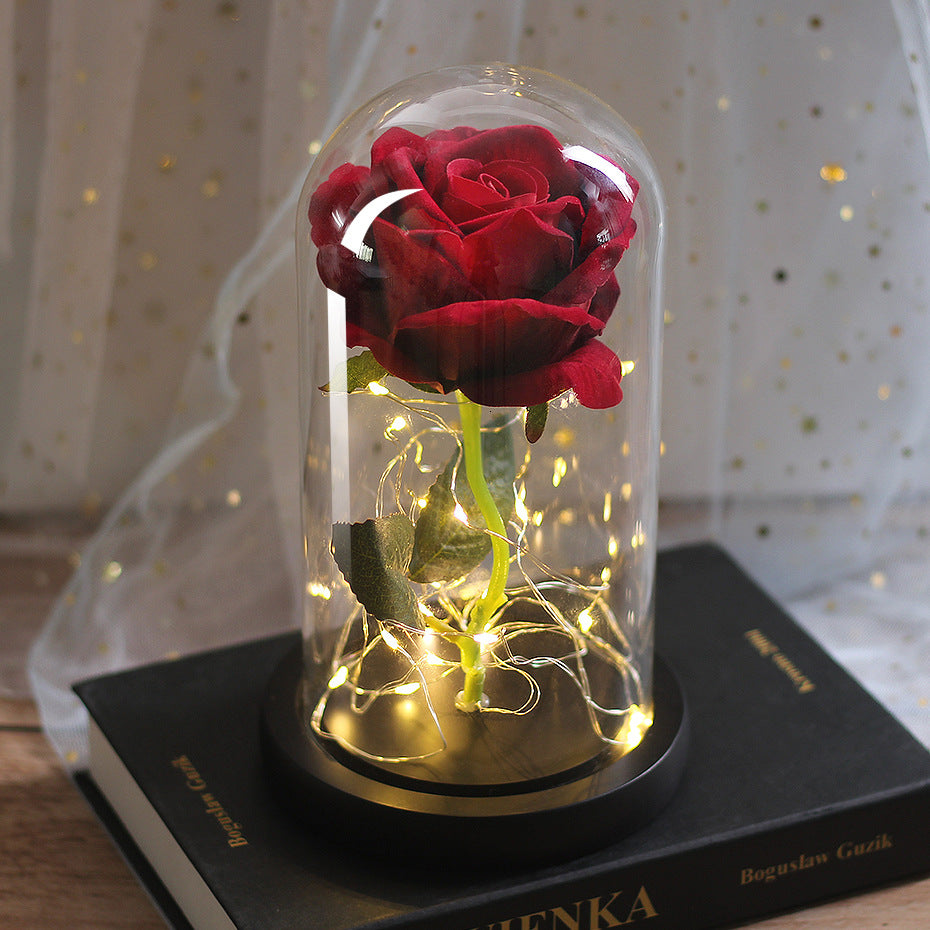 Recuerdos de boda para el día de la madre, regalo de dama de honor, cubierta de cristal rosa de simulación inmortal, adorno Led luminoso