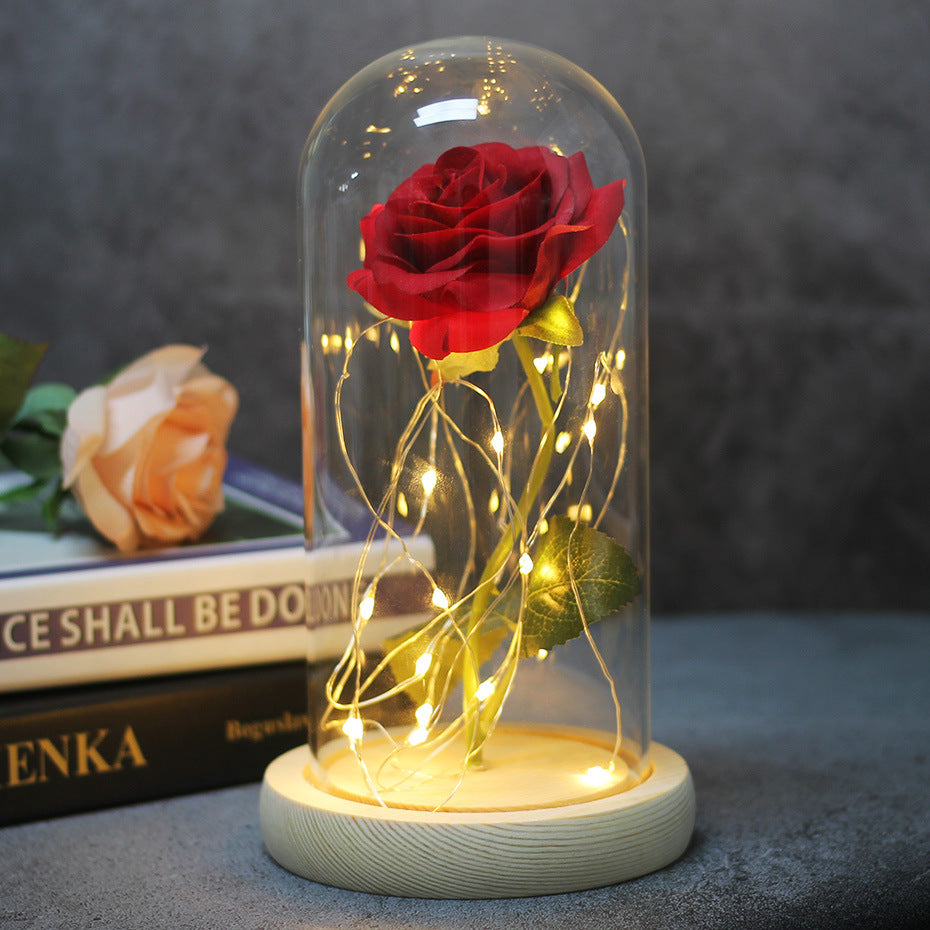 Recuerdos de boda para el día de la madre, regalo de dama de honor, cubierta de cristal rosa de simulación inmortal, adorno Led luminoso