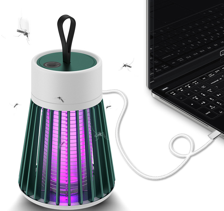 Choque eléctrico Asesino de mosquitos físico Luz Púrpura Trampa para mosquitos Asesino de mosquitos Portátil para exteriores Dormitorio Trampa para mosquitos recargable por USB