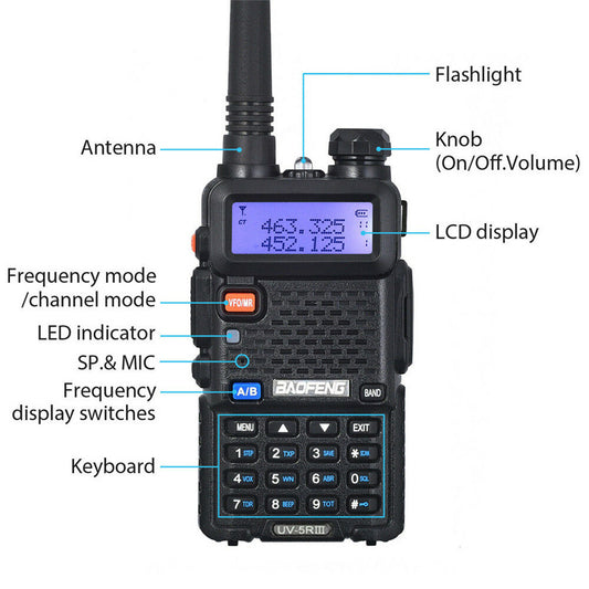 宝峰 Uv-5R 三段对讲机甚高频 220-226Mhz 超高频双天线对讲机民用手机