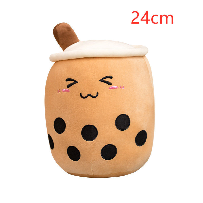 Bonita bebida de frutas de peluche, suave fresa, té de la leche, juguete de taza de té Boba, almohada de té de burbujas, cojín, regalo para niños