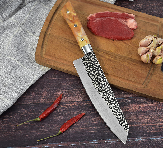 Stainless Chef's Knife Marbled Handle Diagonal Kitchen Knife Meat Slicing Knife Household Kitchen Knives