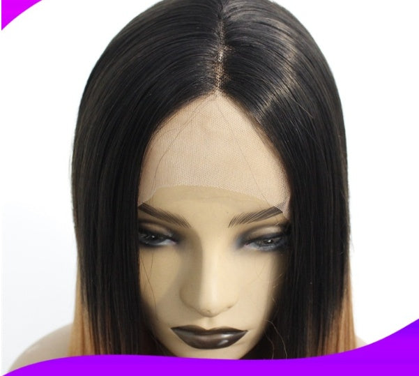 European And American Wig Front Lace Chemical Fiber Headgear Half Hand Hook Half Woven Quality Gradual Natural Curvature High Temperature Silk Long Hair