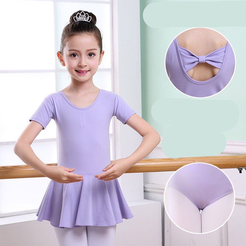 Ropa de baile para niños, ropa de práctica para niñas, tutú de manga corta para niñas