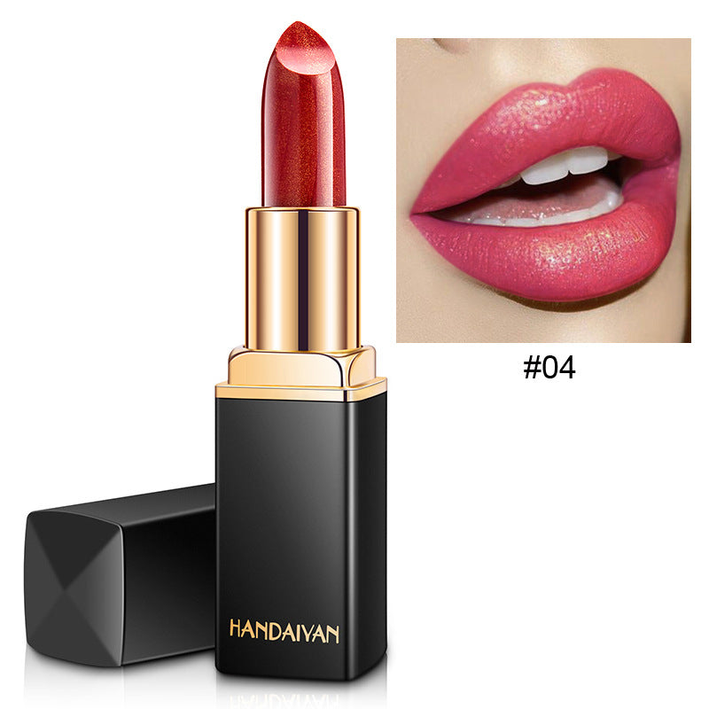 Lápiz labial metálico brillante Color nacarado Lápiz labial que cambia de temperatura Lápiz labial dorado