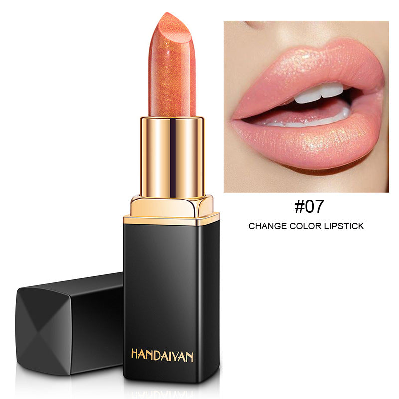 Lápiz labial metálico brillante Color nacarado Lápiz labial que cambia de temperatura Lápiz labial dorado