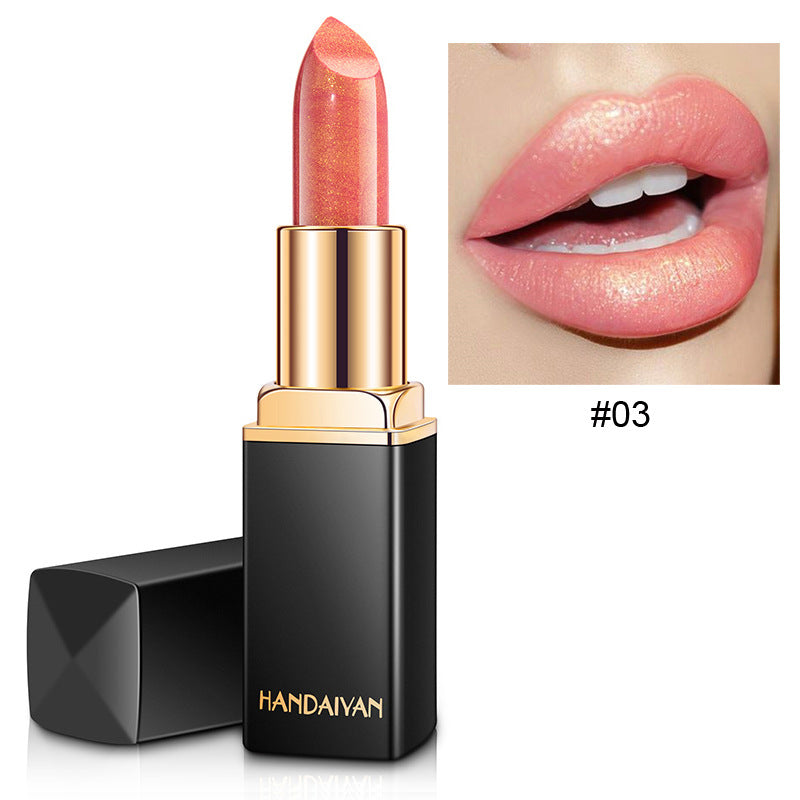 Lápiz labial metálico brillante Color nacarado Lápiz labial que cambia de temperatura Lápiz labial dorado