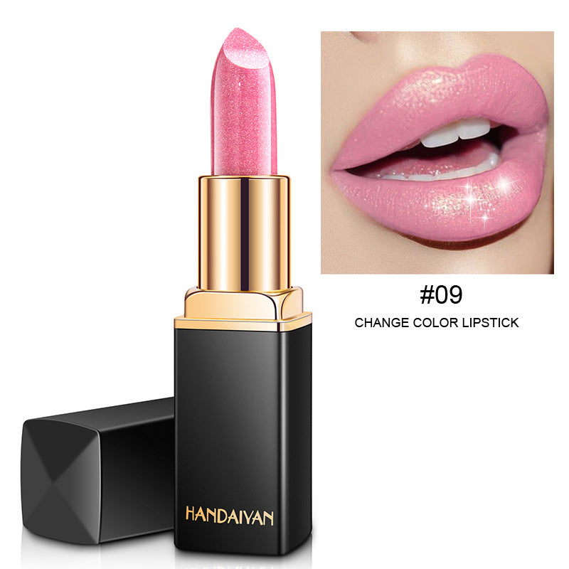 Lápiz labial metálico brillante Color nacarado Lápiz labial que cambia de temperatura Lápiz labial dorado