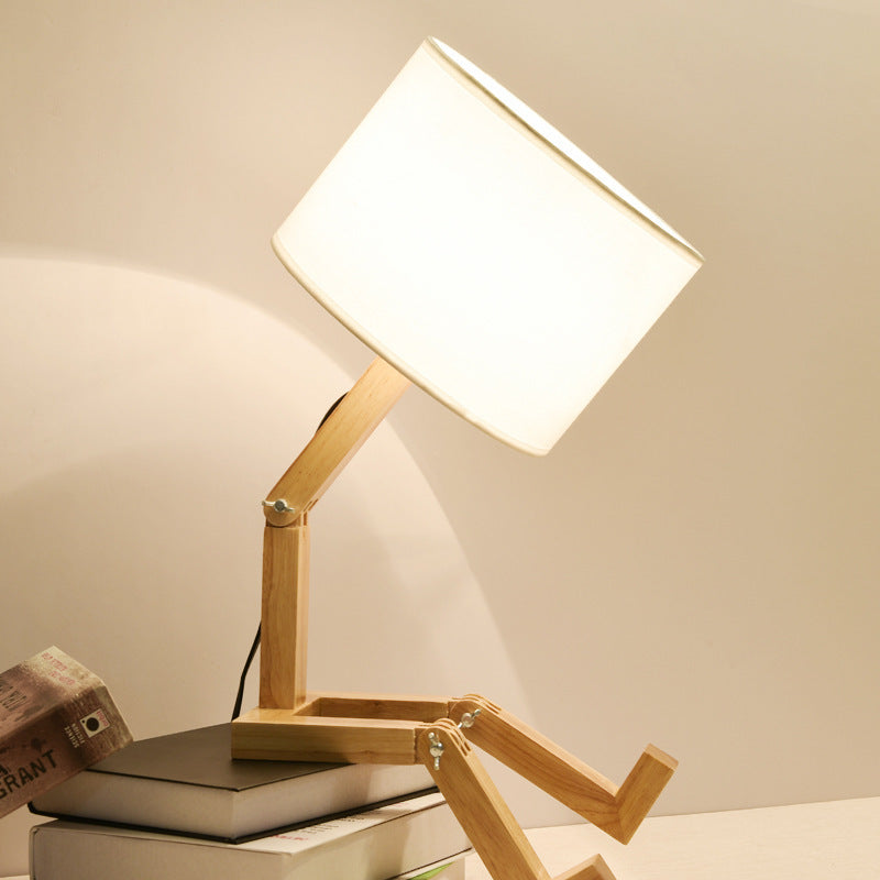 Desk Lamp Creative Bedroom Desk Lamp Wooden Bedside Simple Nordic Modern Gift Cloth Goods Solid Wood Led