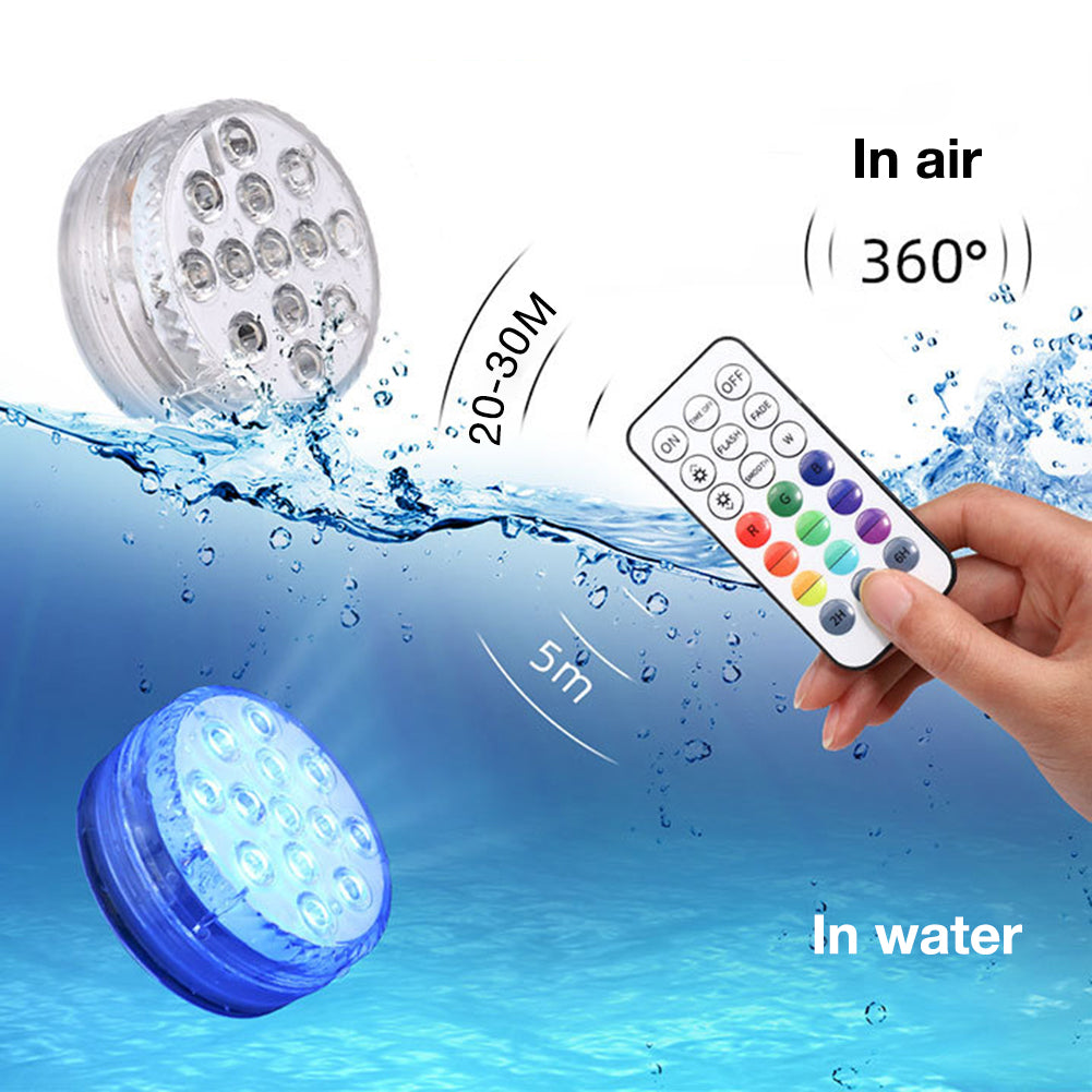 Luz sumergible de 13 Led para piscina, jardín, fuente, baño, lámpara subacuática impermeable IP68 con ventosa, control remoto RF