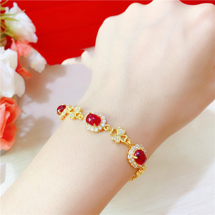 Gold Ethnic Style Lady Ruby Drop Pendant