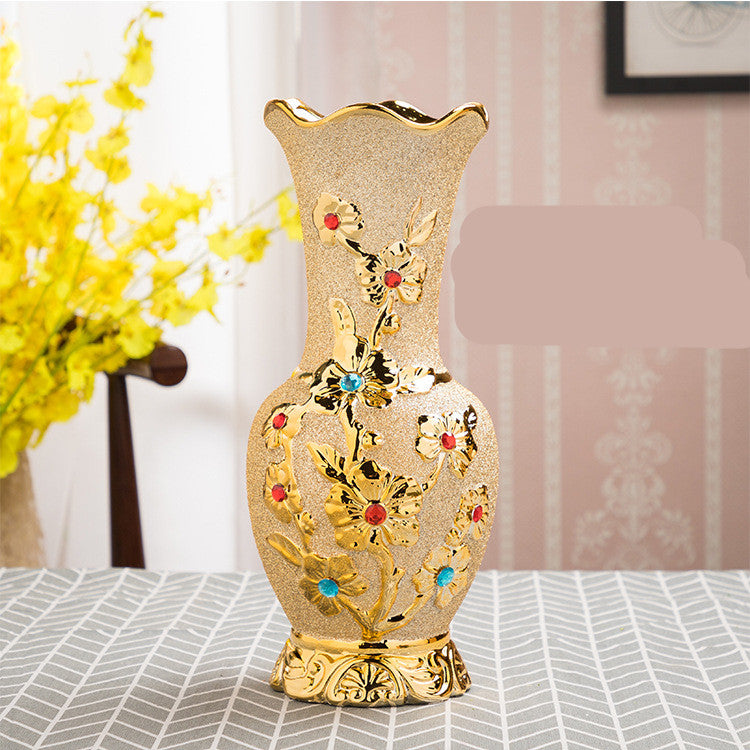 Ceramic Vase Electroplating Gold European Style Home Living Room Decoration