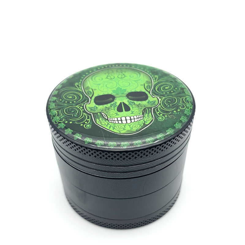 Herbal Skull Pattern Cigarette Grinder Aluminum