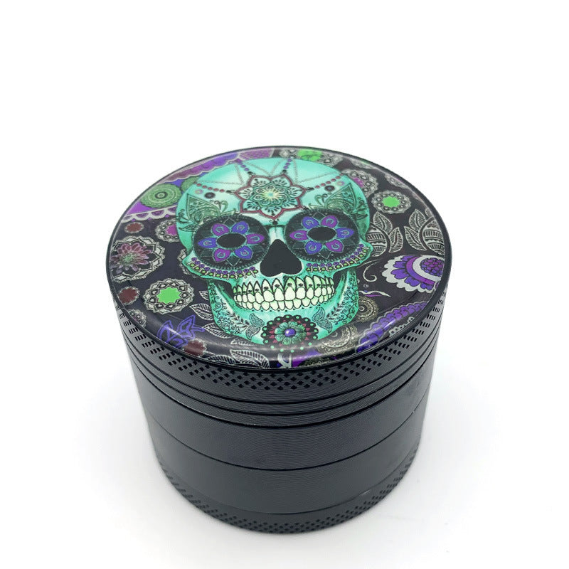 Herbal Skull Pattern Cigarette Grinder Aluminum