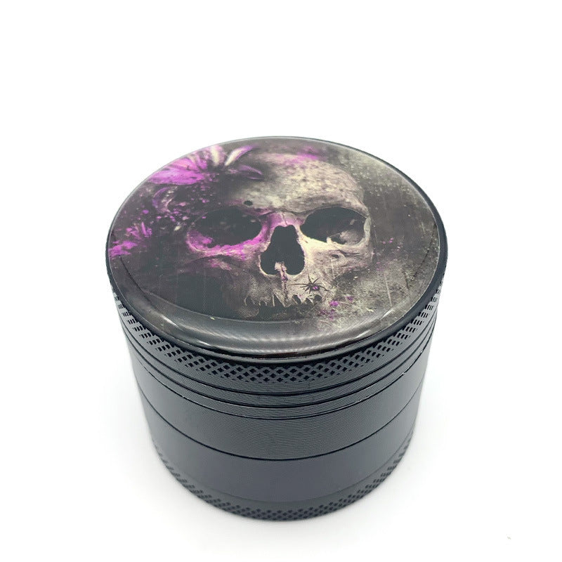 Herbal Skull Pattern Cigarette Grinder Aluminum