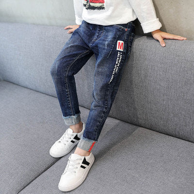 Kids Boys Jeans Baby Clothes Classic Pants Children Denim Clothing Boy Casual Bowboy Long Trousers  5-13Y