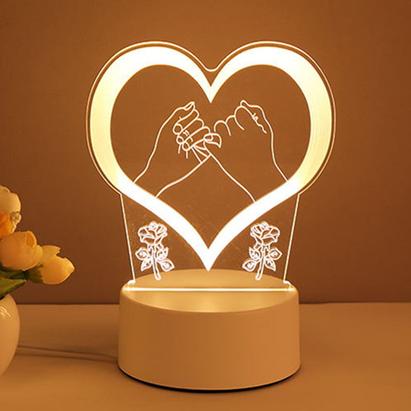 Lámpara 3D de acrílico, luces LED nocturnas USB, lámpara de señal de neón, decoraciones navideñas para el hogar, decoración de la habitación, regalos del Día de San Valentín