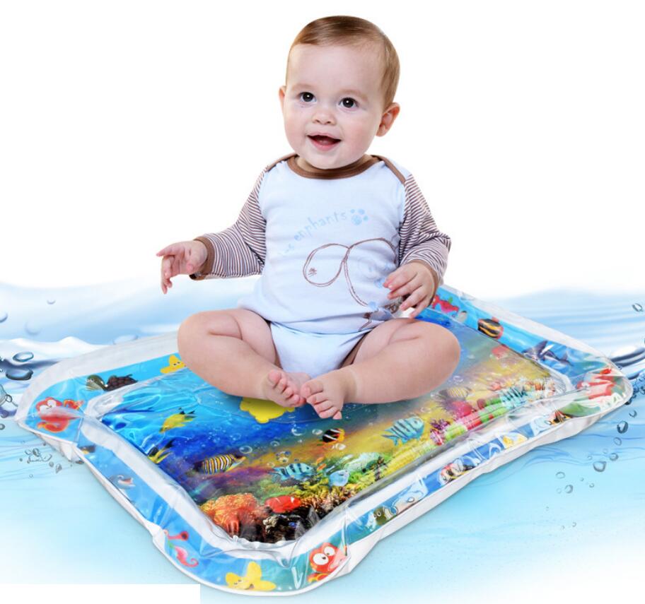 Estera de agua inflable para bebés, estera de agua para la playa de verano para bebés, almohadilla con palmaditas, cojín de agua para bebés, niños pequeños, juguetes de juego para actividades de verano, almohadas para bebés 