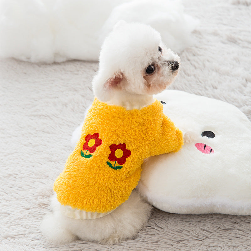 Coral fur warm in winter lovely dog Teddy clothes bear winter small dog cat feet autumn winter clothes