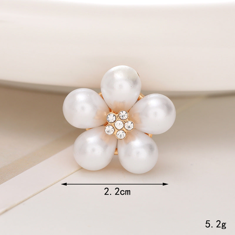 Jeans Button Hole Shoes Diy Accessories Bright Crystal Classic Style Ornament Accessories Upper Pearl Flower