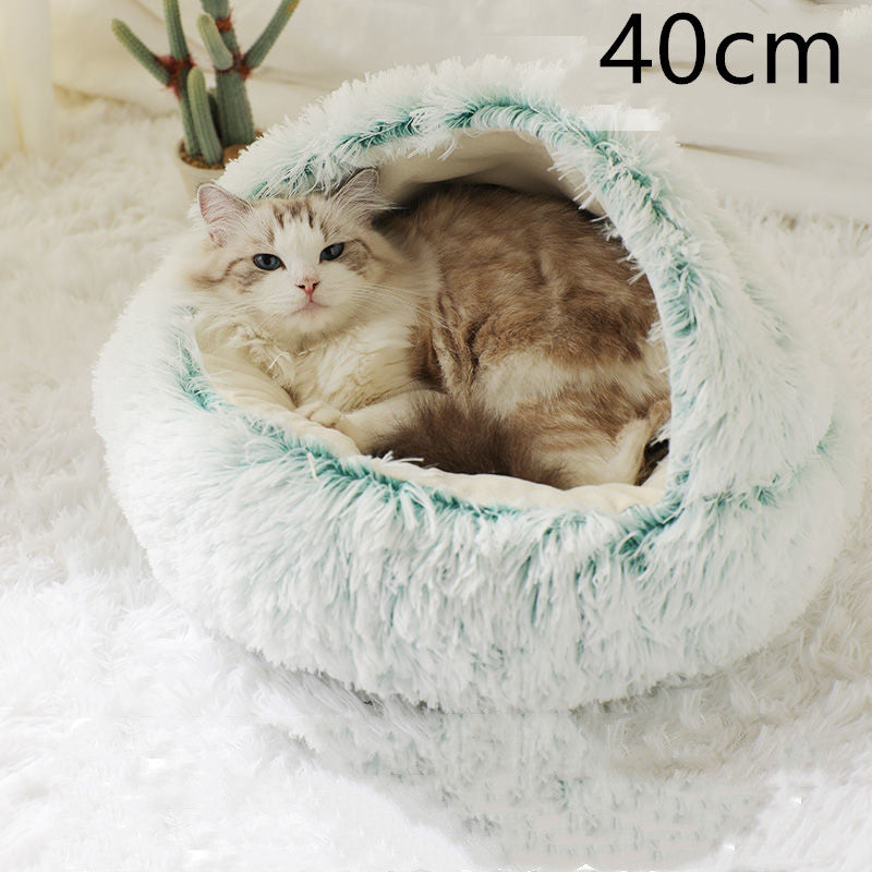 Cama 2 en 1 para perros y gatos, cama de invierno para mascotas, cama redonda de felpa cálida, cama suave y larga para mascotas