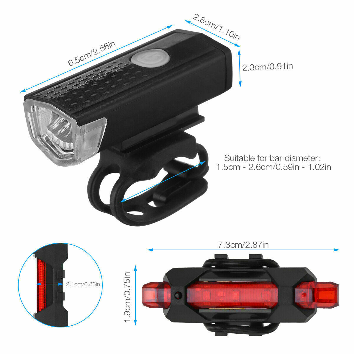 Faro de bicicleta LED recargable por USB, luz frontal de bicicleta, lámpara delantera trasera para ciclismo, luz de bicicleta a prueba de lluvia, luz LED de bicicleta recargable por USB