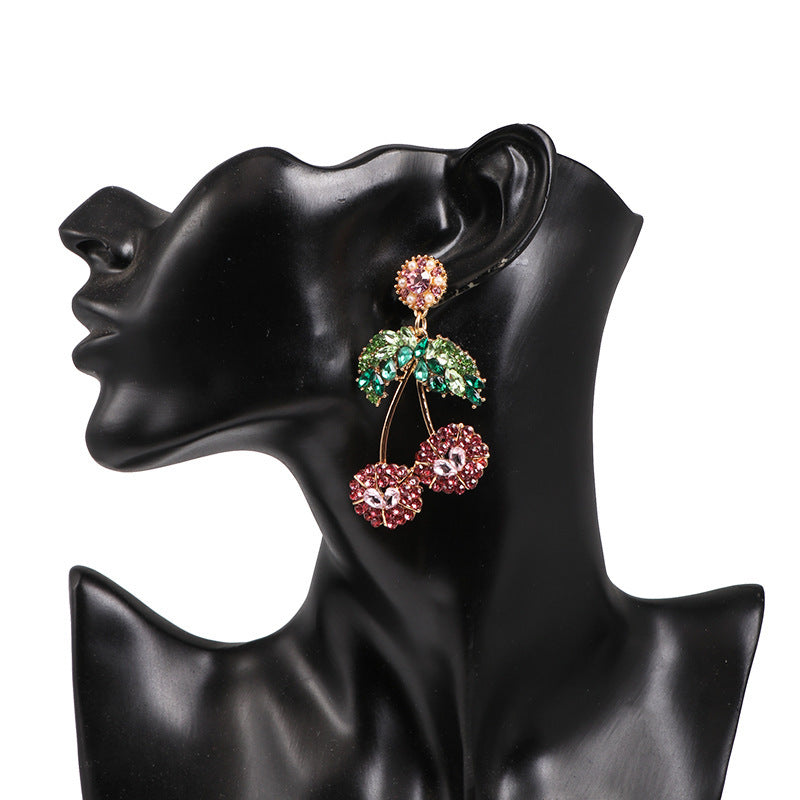 Fruit earrings full diamond ear jewelry