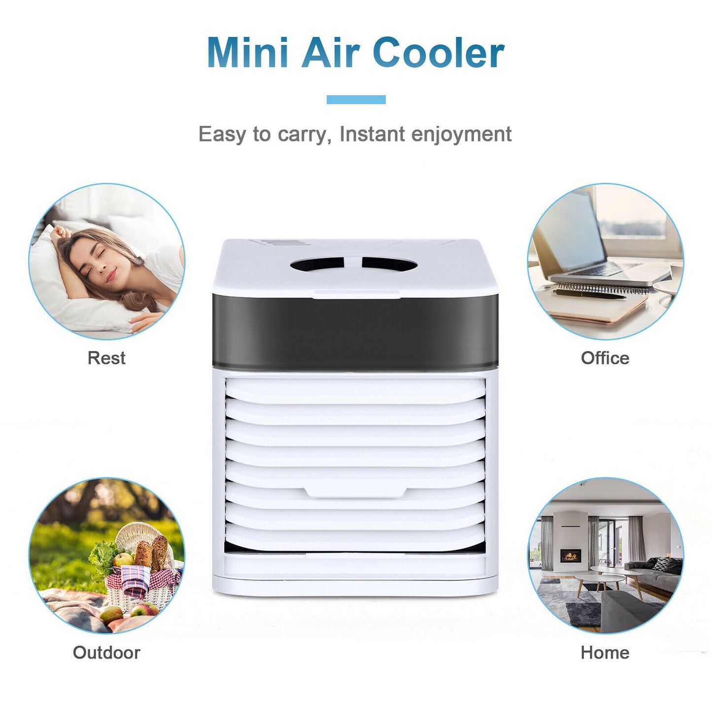 Enfriador portátil personal 4 en 1 Unidad de aire acondicionado de CA Humidificador con ventilador de aire Ventilador de enfriamiento de aire acondicionado portátil mejorado 4 en 1 Tienda de campaña para el hogar y la oficina de 3 velocidades