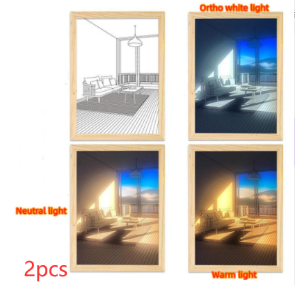 Imagen iluminada LED luz decorativa pintura cabecera imagen estilo creativo moderno simular sol dibujo noche luz regalo