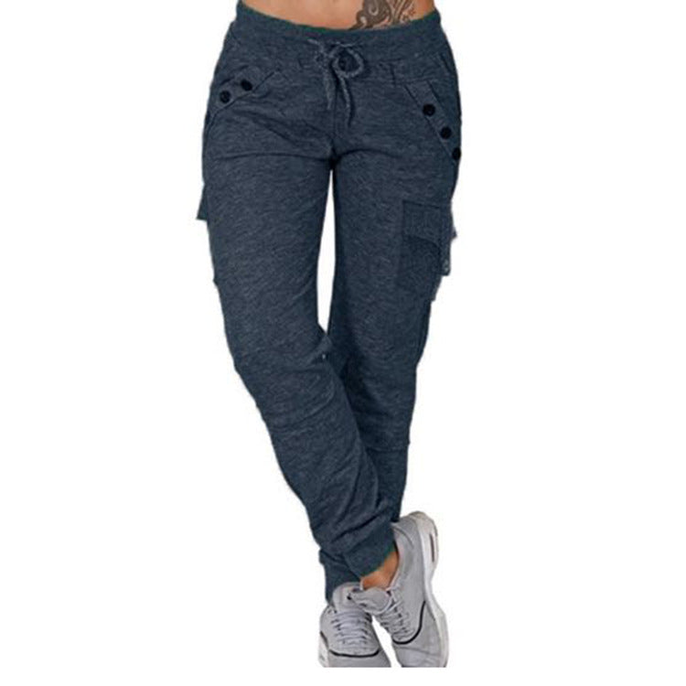 Pantalones pitillo con cordón informal estilo deportivo sueltos