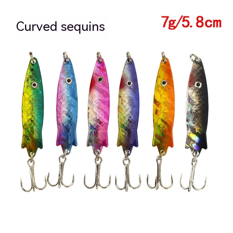 Curved Surface Lure Sequins White Stripes Lure Of Fishing Gear