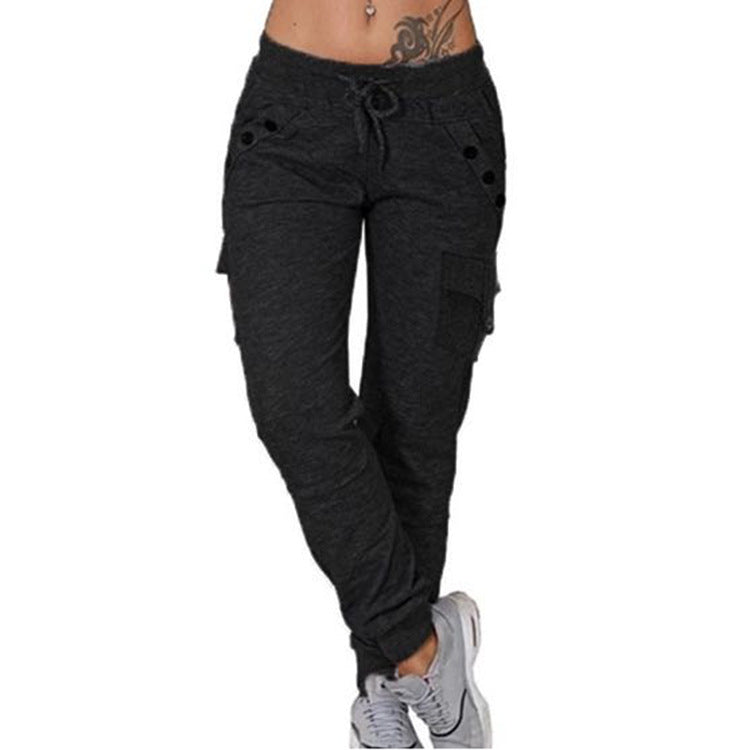 Pantalones pitillo con cordón informal estilo deportivo sueltos