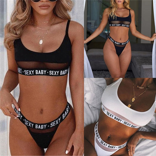 Bikini sexy con letras caladas