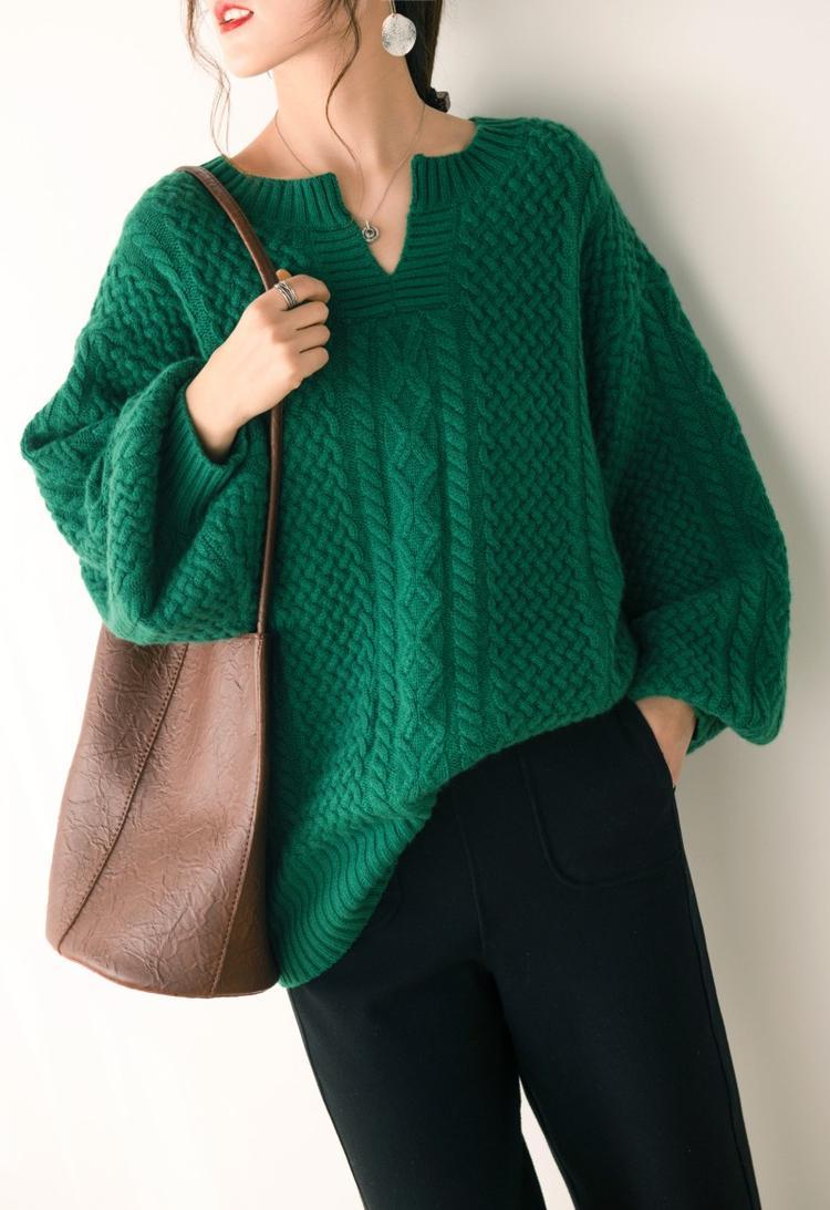 Emerald retro lazy sweater