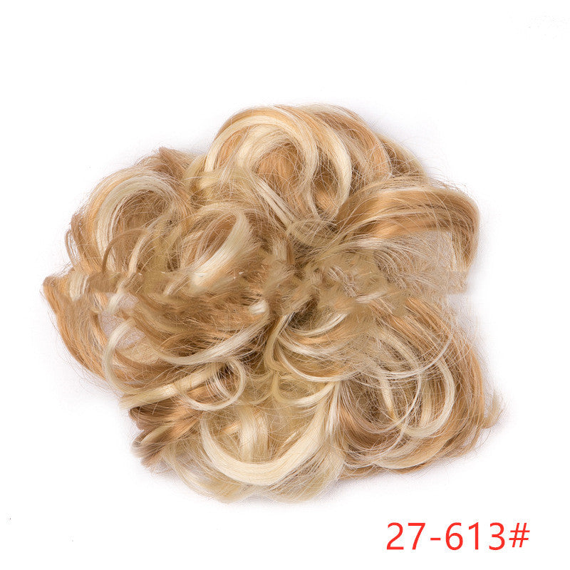 Europe, Japan, and South Korea popular hair bun fluffy natural drawstring curly hair ball head hair ring hair set female hair accessories chemical fiber hair